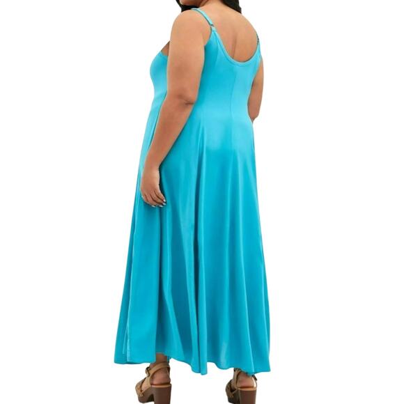 TORRID NWT Women's 2X Teal Blue Trapeze Tank Maxi Dress Adjustable Straps Seamed - Picture 2 of 9
